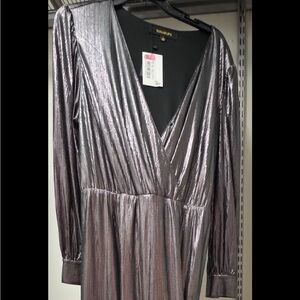 Silver Metallic Long Sleeve jumpsuit by Sugarlips